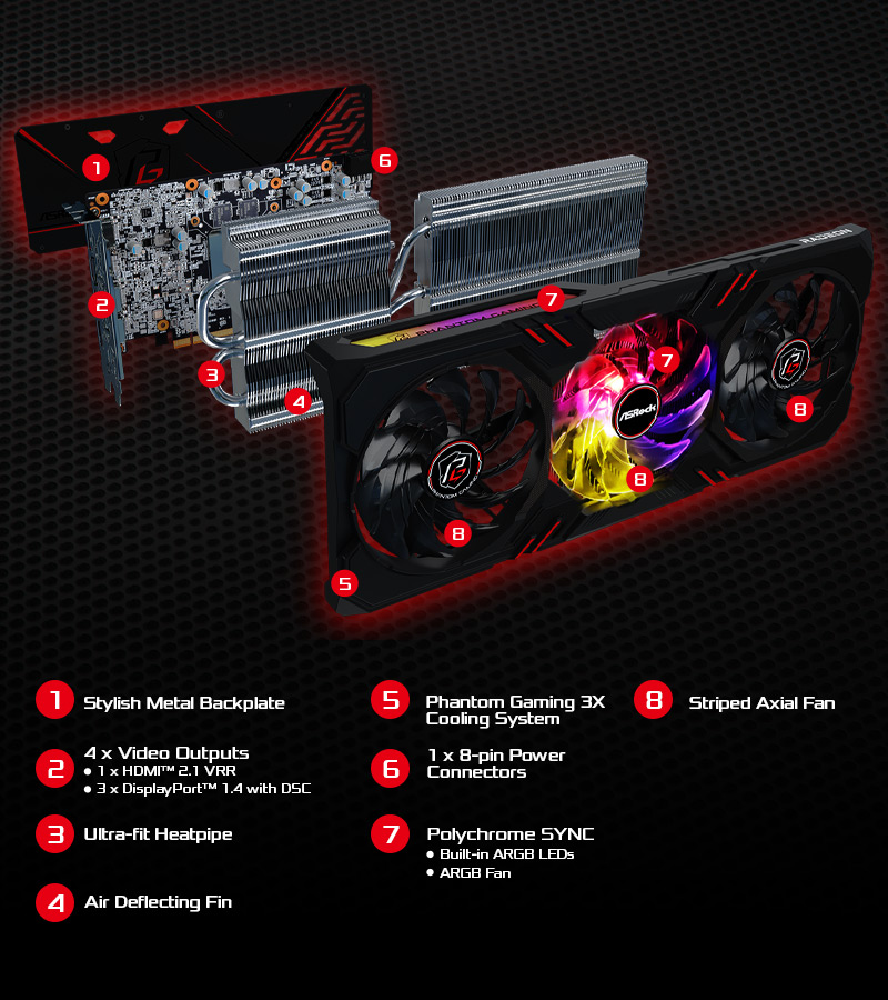 ASRock | AMD Radeon™ RX 6600 XT Phantom Gaming D 8GB OC